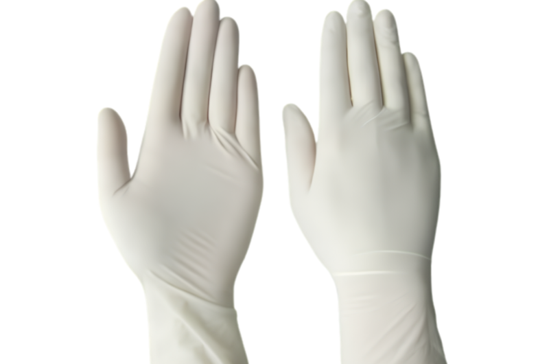powdered examination gloves